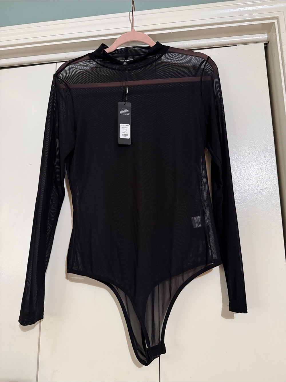 Black Sheer Long-Sleeve Bodysuit
